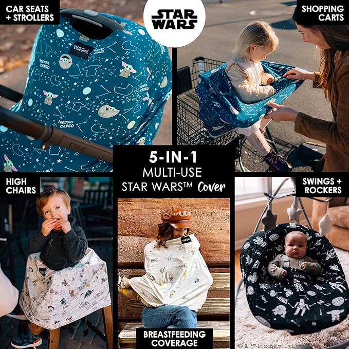 Milk Snob Original Star Wars 5-in-1 Cover, The Child, Added Privacy for Breastfeeding, Baby Car Seat, Carrier, Stroller, High Chair, Shopping Cart, Lounger Canopy - Newborn Essentials, Nursing Top-BubblyBeeBaby