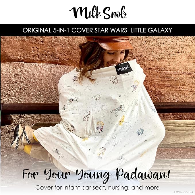 Milk Snob ORIGINAL Star Wars 5-in-1 Cover, Little Galaxy, Added Privacy for Breastfeeding, Baby Car Seat, Carrier, Stroller, High Chair, Shopping Cart, Lounger Canopy - Newborn Essentials, Nursing Top-BubblyBeeBaby