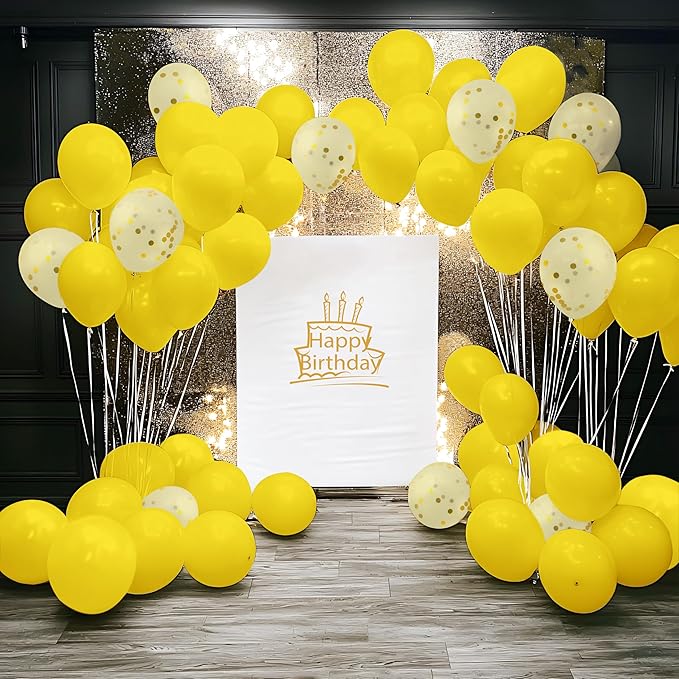 JOYIN 150 Pcs Yellow Balloons, Different Sizes 18 12 10 5 Inch Yellow Latex Balloon Arch Kit with Instruction for Birthday Party Graduation Wedding Holiday Decoration-BubblyBeeBaby