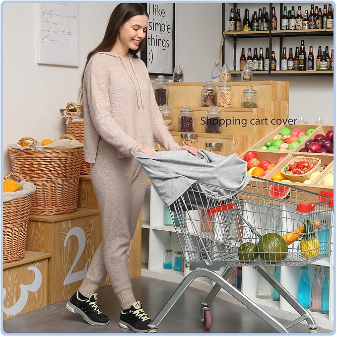 Car Seat Covers Baby - Multi-use Cover Carseat Canopy, Breathable Breastfeeding Cover, Car Seat Covers for Bbies, Boys & Girls Shower Gifts (Knit Grey)-BubblyBeeBaby