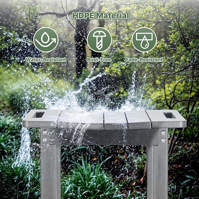 HDPE Shower Bench Seat Capacity 300LB, Waterproof Bathroom Stool with Side Carry Holes, Compact 16.8" L Design, Non-Slip Shower Seat for Elderly, Shaving Legs & Spa - Indoor/Outdoor Use (Gray)-BubblyBeeBaby