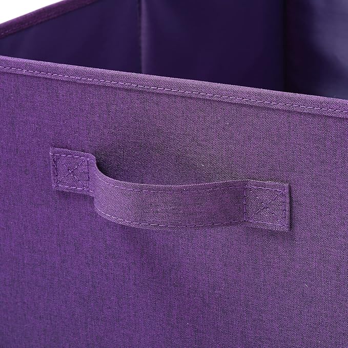 HOONEX Storage Bins with Lids for Organizing, Pack of 2, Storage Boxes with 2 Carry Handles and Sturdy Heavy Cardboard, 16.5" L x 11.8" W x 7.5" H for Shoes, Books, Clothes, Nursery, Dark Purple-BubblyBeeBaby