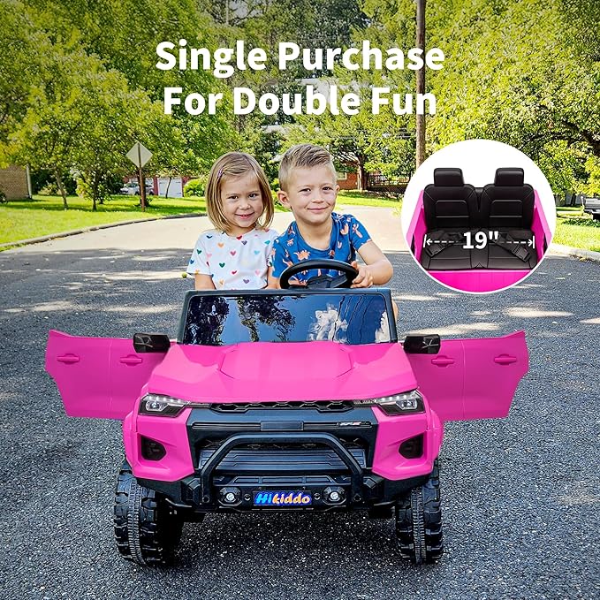 24V 2 Seater Ride on Toy for Big Kids, Electric SUV Kids Car to Drive w/Parent Remote, 2WD/4WD Switchable - Pink-BubblyBeeBaby