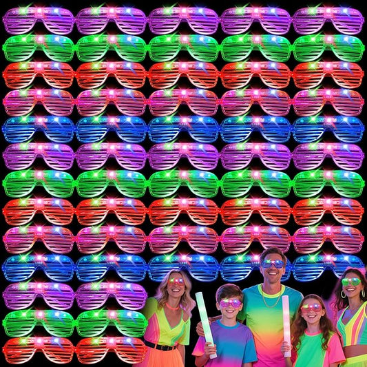 108 PCs LED Glasses,Light Up Glasses,Glow Glasses Glow In The Dark Party Supplies Suitable For Kids/Adults, 3 Light up Modes, 5 Neon Colors Rave Party,Wedding, Birthday, Concert, New Year, Carnival-BubblyBeeBaby
