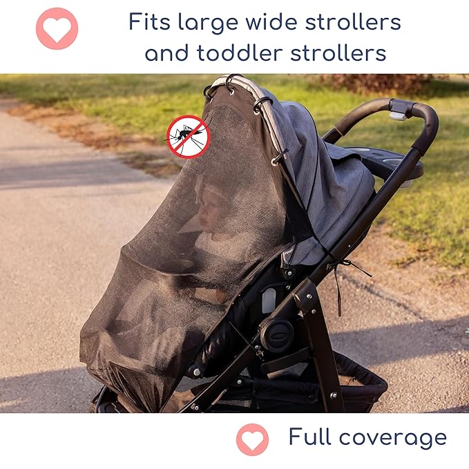 Stroller Sun Shade - Universal UV Protection Cover for Strollers Sunshade with See Through, Clip-On Sun Blocker, Sun Shield for Baby, Breathable Adjustable Fit, Full Coverage, XL Black-BubblyBeeBaby