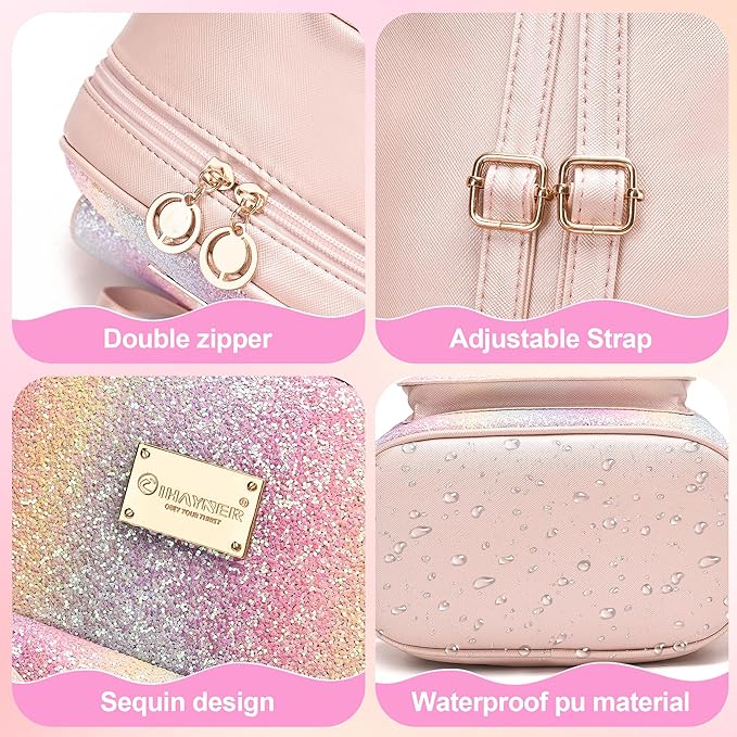 I IHAYNER Girls Bowknot Cute Leather Backpack Mini Backpack Purse for Women-BubblyBeeBaby