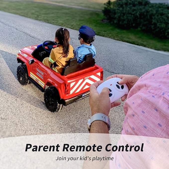 24V 10Ah Electric Police Car Ride on Toy for Big Kids, 4WD 2 Seater Kids Ride on Car SUV w/Remote Control, 4x200W Motors - Red-BubblyBeeBaby