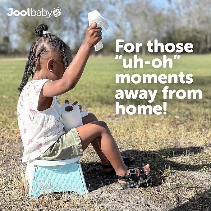 Jool Baby Portable Potty Training Chair with Travel Bag and 30 Liners, Foldable, Indoor/Outdoor Use, Camping (Aqua)-BubblyBeeBaby