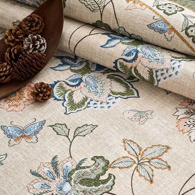 jinchan 3x10 Floral Runner Rug for Hallway Washable Kitchen Runner Vintage Romance Design Non Slip Thin Indoor Floor Cover Low-Profile Throw Carpet for Entryway Bathroom Bedroom Porch, Green/Beige-BubblyBeeBaby