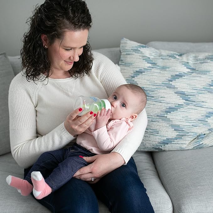 Dr. Brown's Natural Flow Anti-Colic Options+Wide-Neck Baby Bottle, 5 oz/150 mL, Level 1 Nipple, 1-Pack, 0m+-BubblyBeeBaby