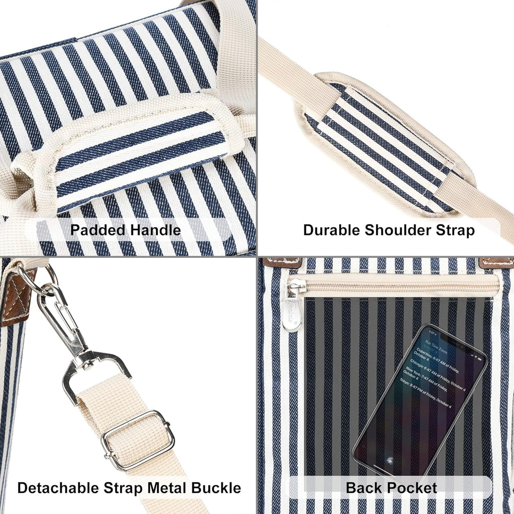 Tirrinia 6 Bottle Wine Cooler Bag - Blue Stripe, Padded & Thermal Insulated, Leakproof, Multi-Use, On-The-Go Design