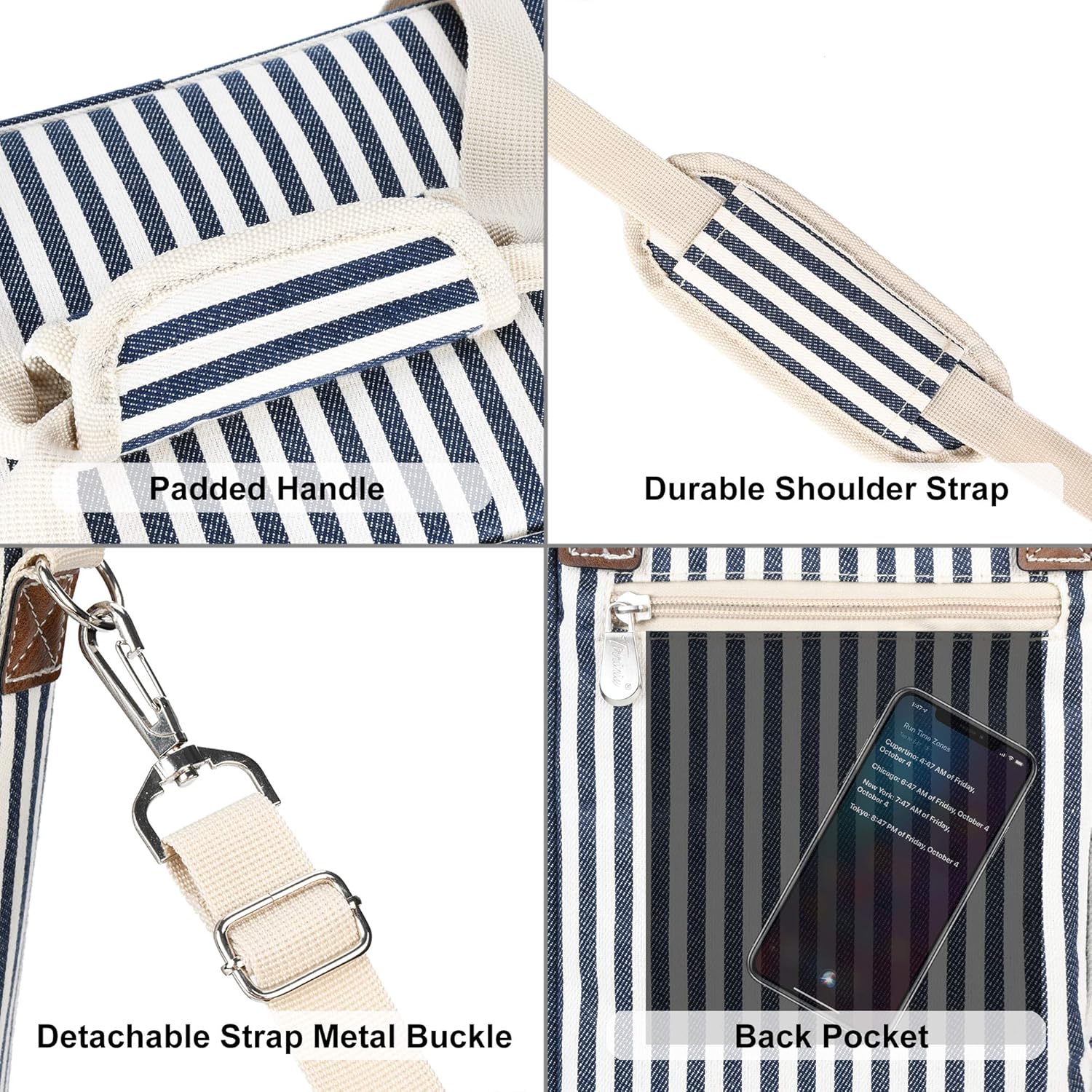 Tirrinia 6 Bottle Wine Cooler Bag - Blue Stripe, Padded & Thermal Insulated, Leakproof, Multi-Use, On-The-Go Design