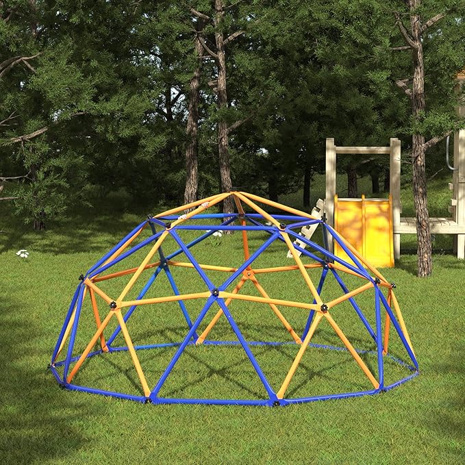 JAXPETY 10 FT Climbing Dome, Toddler Outdoor Climbing Toys, Kids Jungle Gym for Backyard, Playground Doorway Geometric Dome for Kids 8-12 Climber, Metal Outside Climbing Gym, Capacity 500 Lbs-BubblyBeeBaby