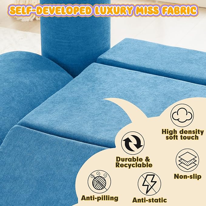 Jela Foam Blocks - Soft Play Equipment with 6 Luxury Miss Fabric Climbing Blocks for Toddlers, Babies & Kids - Lightweight Climb & Crawl Playset-BubblyBeeBaby