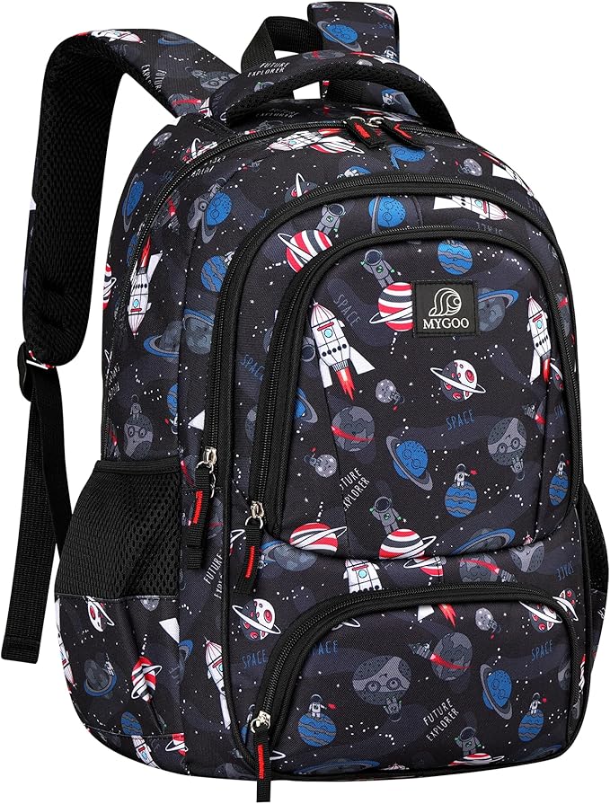 Kids Backpack - Astro Black | Durable Elementary School Bag for Boys | 17" Tall | 24L Capacity-BubblyBeeBaby