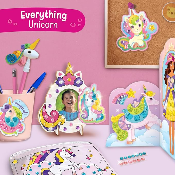 Imagimake Unicorn Craft Kit | 20+ Mess Free Activities | Bracelet Making Kit, Magnetic Board Princess Dress Up, Unicorn Stickers and More | 5,6,7,8 Year Old Girl Birthday Gift | Crafts for Girls 8-12-BubblyBeeBaby