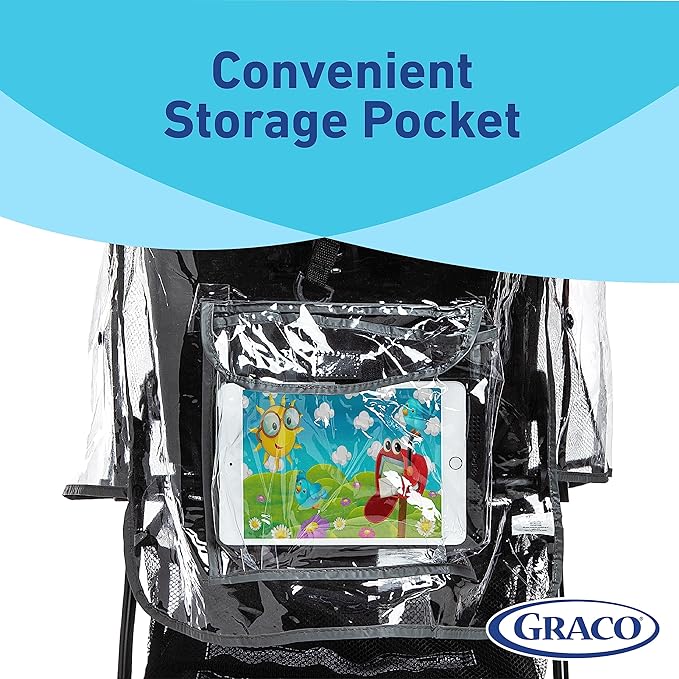 Graco Universal Baby Stroller Plastic Rain Cover & Weather Shield, Lightweight Waterproof Weathershield, Clear Vinyl Infant Car Seat Carriage Umbrella, Winter Snow Wind Protection Travel Accessories-BubblyBeeBaby