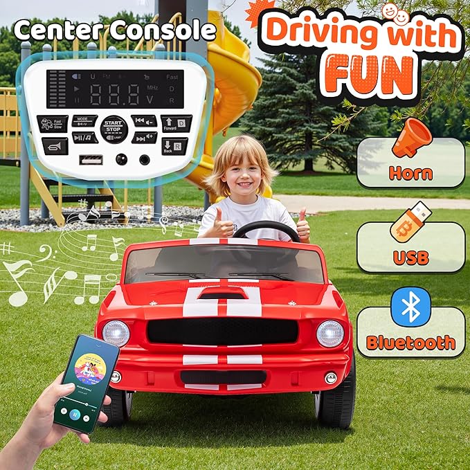 24V 2 Seater Ride on Toys, Licensed Shelby Cobra Kids Power Car Wheeler Ride On Toy w/ 2WD/4WD Switchable, Remote Control, 19" Spacious Seat, 4 Spring Suspension, Music, Bluetooth-BubblyBeeBaby