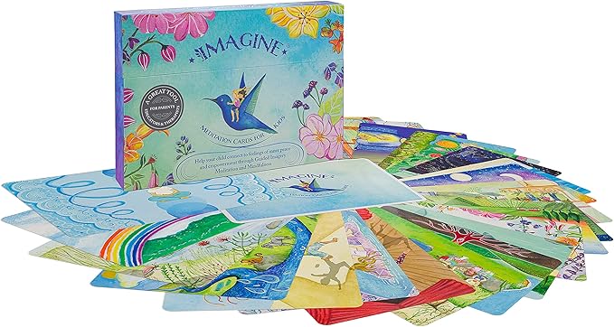 Imagine Meditation Cards for Kids - Award-Winning Mindfulness kit of XL Cards with Calming Guided Meditations for Empowerment, Focus and Relaxation. Great for Parents, Teachers and Therapists.-BubblyBeeBaby