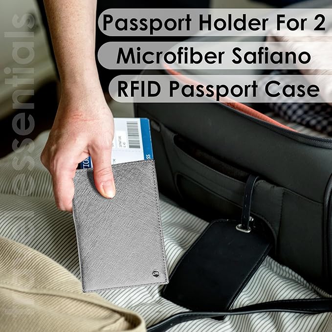 2 Passport Holder - Travel Essentials, RFID Blocking Wallet Credit Card Organiser, Plain Accessories Slim Cover For Men & Women-BubblyBeeBaby