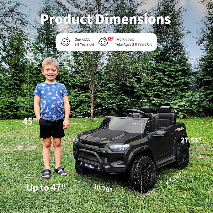 24V 2 Seater Ride on Toy for Big Kids, Electric SUV Kids Car to Drive w/Parent Remote, 2WD/4WD Switchable - Black-BubblyBeeBaby