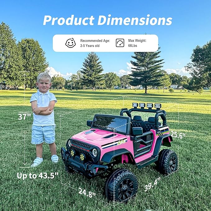 24V Kids Ride on Car, Kids Electric Vehicles Car Ride on Toy Truck for Toddlers w/Remote Control, 400W Motor - Light Pink-BubblyBeeBaby