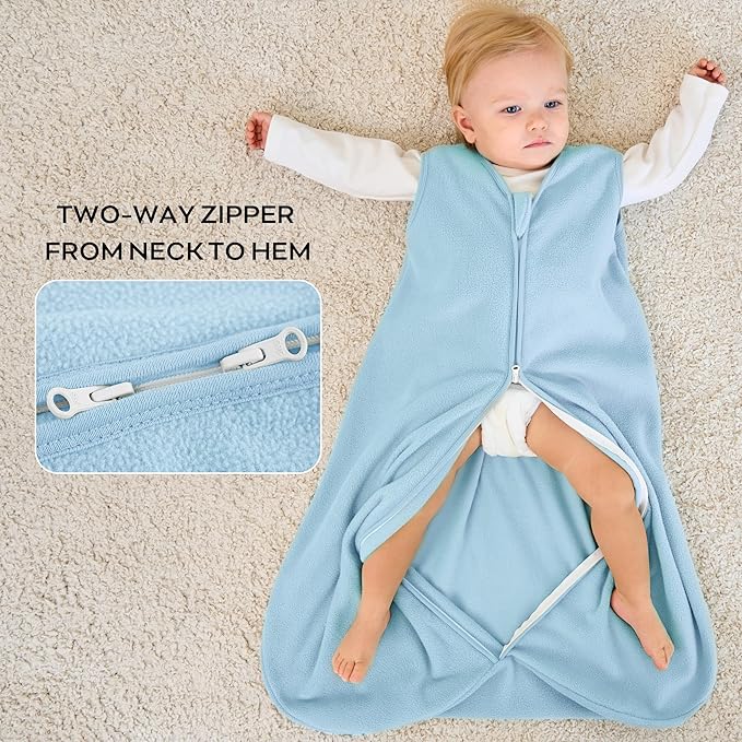 JELLYMONI Fleece Baby Sleep Sack 6-12 Months, 2 Pack 1.5 TOG Baby Wearable Blanket Winter Infant Sleeping sack with 2-Way Zipper, Warm Toddler Sleep Sack-BubblyBeeBaby