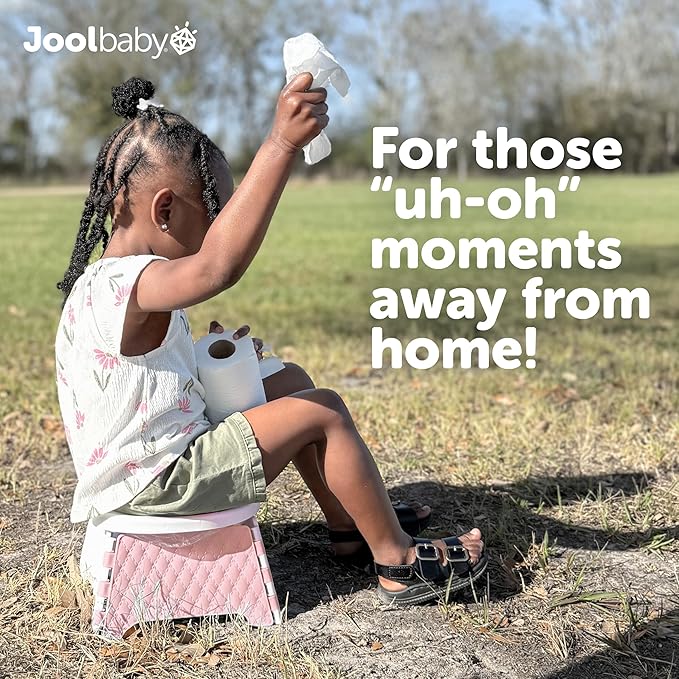 Jool Baby Portable Potty Training Chair with Travel Bag and 30 Liners, Foldable, Indoor/Outdoor Use, Camping (Pink)-BubblyBeeBaby