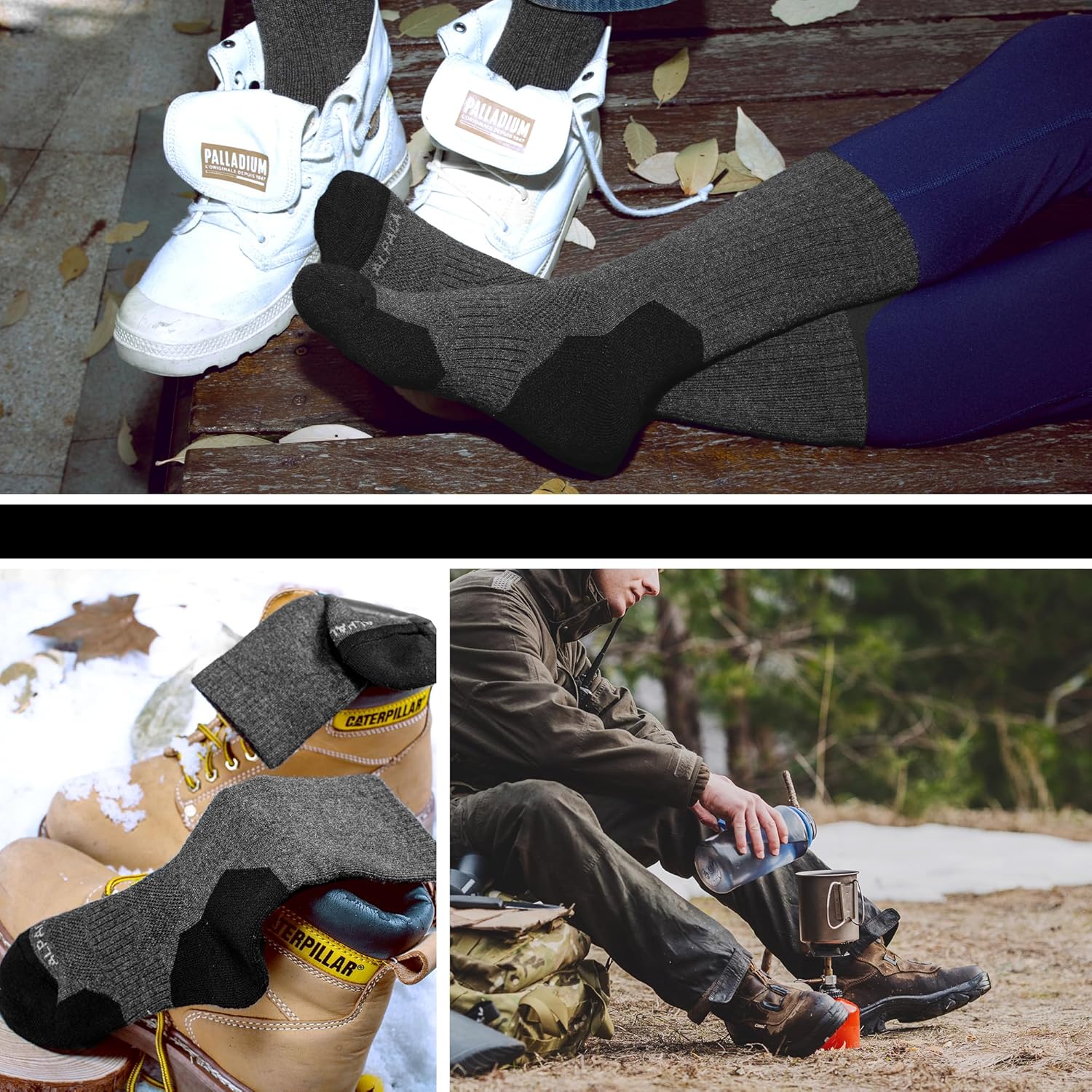 Alpaca Wool Hunting Socks 2 pairs for Men Women, Thermal Warm Compression Thick Winter Cushioned Hiking Boot Moisture Wicking