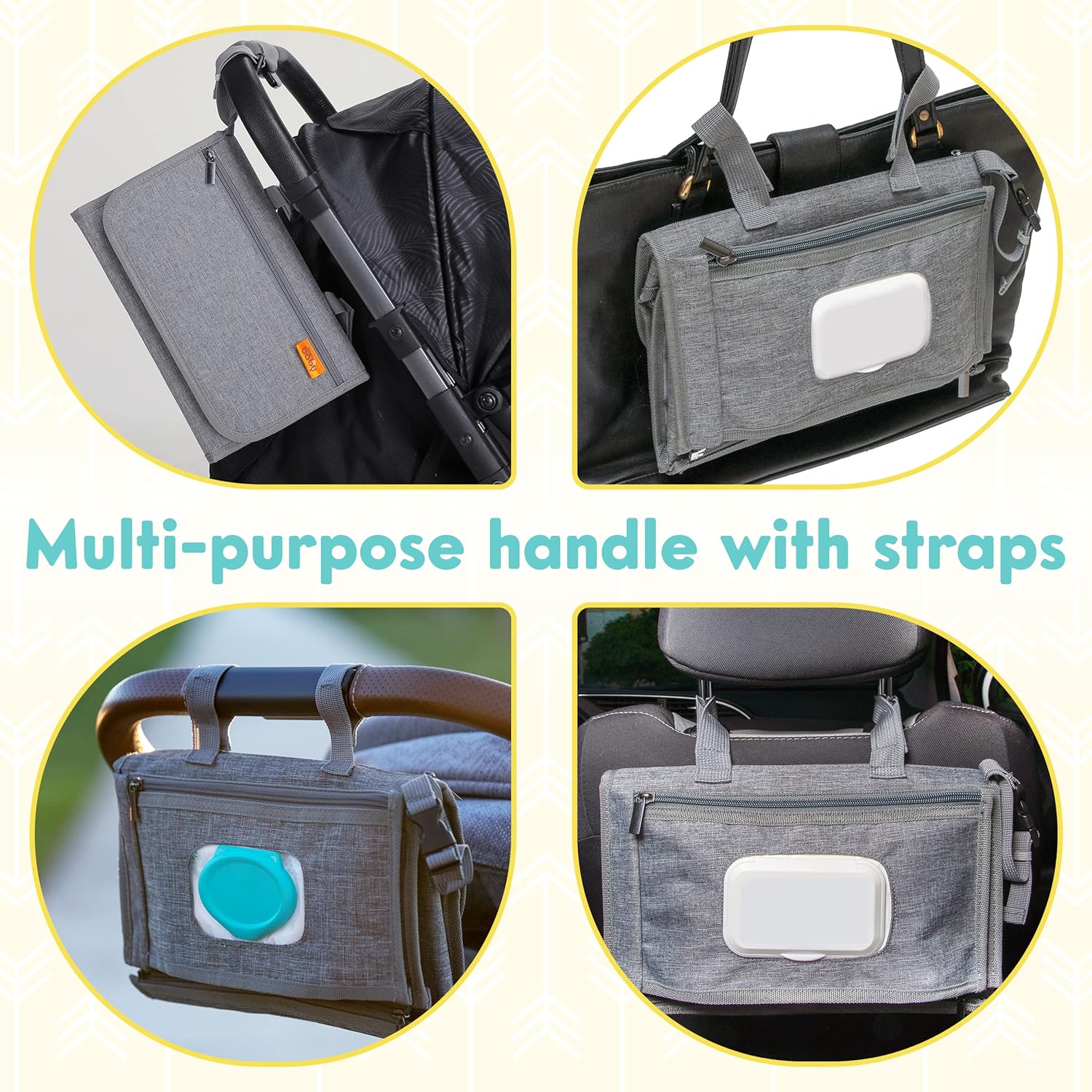 Kopi Baby Portable Diaper Changing Pad - Baby Diaper Changer Travel Bag with Wipes Pocket, Smart Design Portable Changing Mat, Infant Travel Station Kit, Gift for Newborn Girl & Boy - Grey, Modern