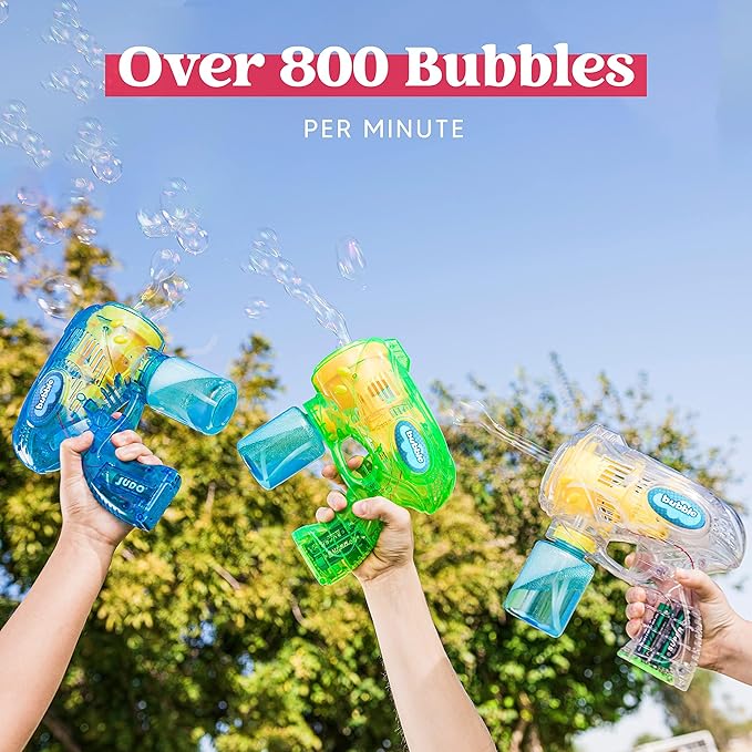 JOYIN 3 Packs Bubble Guns with 3 Solutions, Automatic Bubble Maker Blower Machine for Kids, Party Favors, Summer Toy, Birthday, Outdoor & Indoor Activity, Easter-BubblyBeeBaby