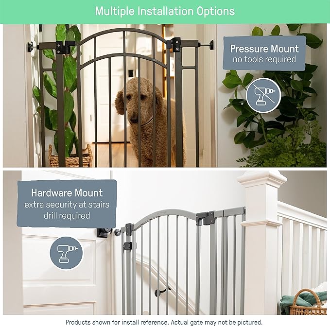 Ingenuity Multi-Use Decorative Extra Tall Walk-Thru Baby Gate, Fits Openings 28.5-48 Inch (Pack of 1), Black Metal, for Doorways and Stairways, 36' Tall Baby and Pet Gate, Black, One Size-BubblyBeeBaby