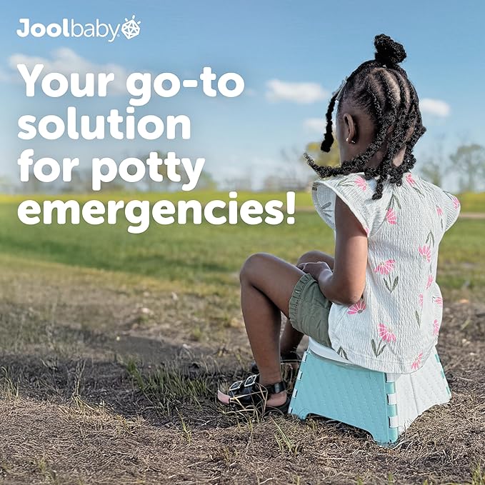 Jool Baby Portable Potty Training Chair with Travel Bag and 30 Liners, Foldable, Indoor/Outdoor Use, Camping (Aqua)-BubblyBeeBaby