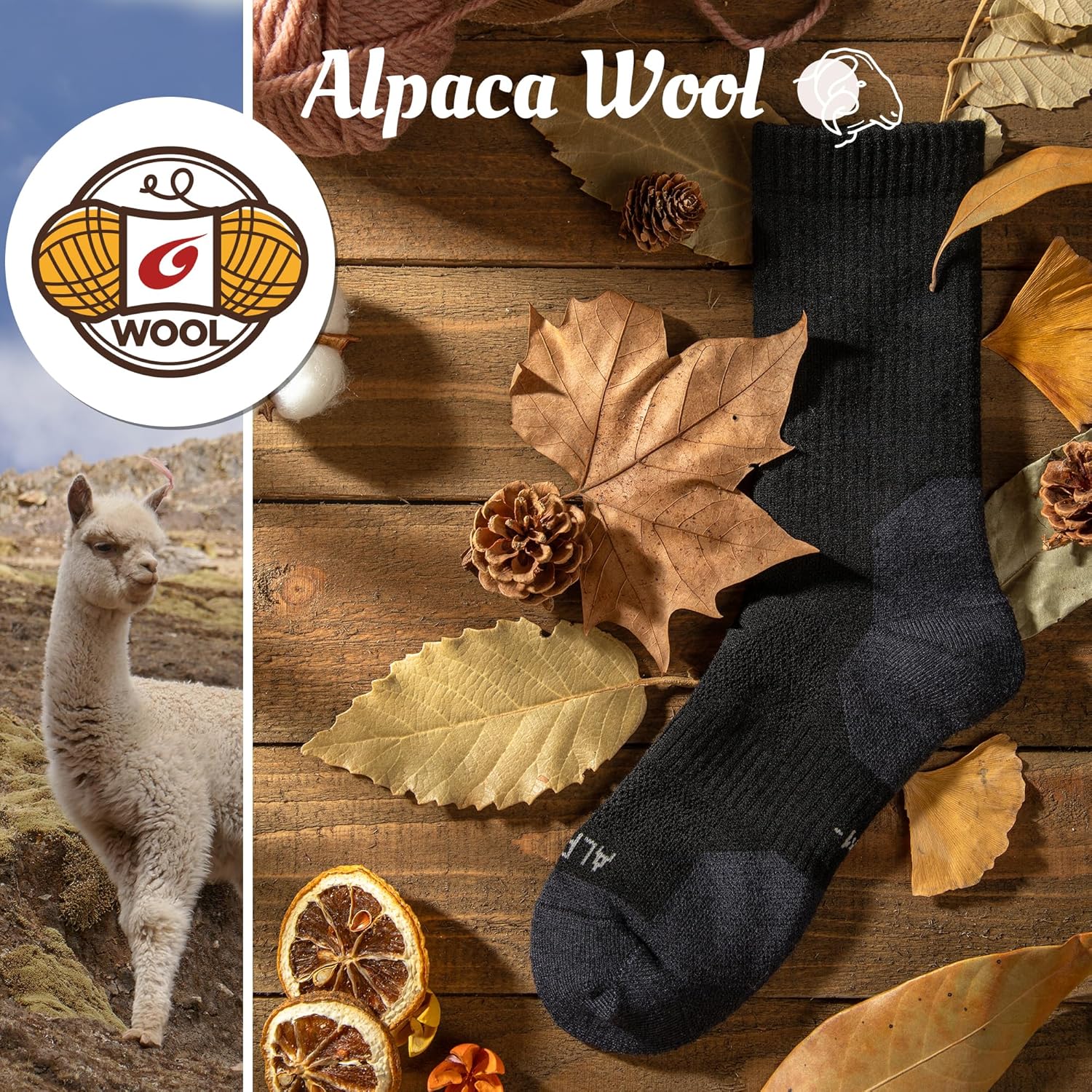 Alpaca Wool Hunting Socks 2 pairs for Men Women, Thermal Warm Compression Thick Winter Cushioned Hiking Boot Moisture Wicking