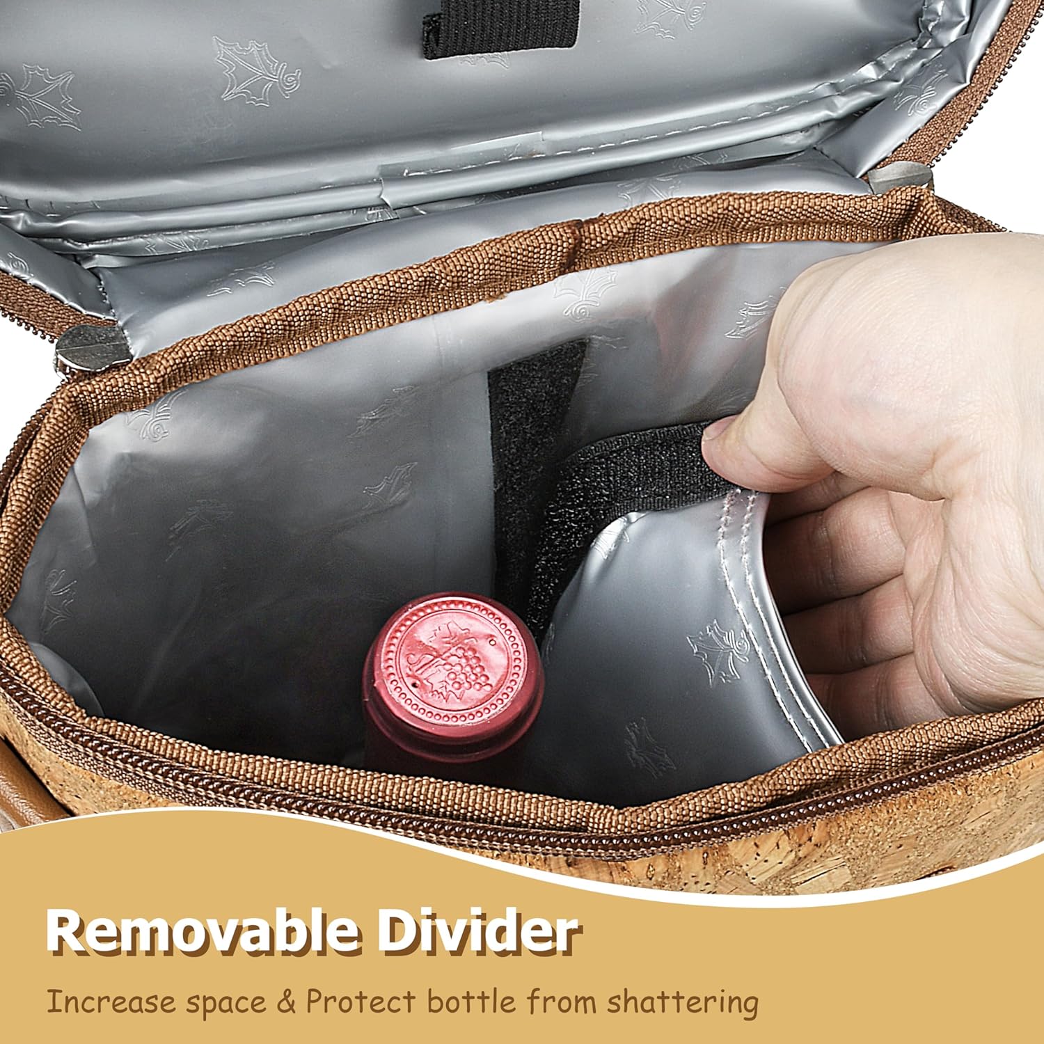 Tirrinia 2 Bottle Wine Gift Tote Carrier - Leakproof & Insulated Padded Versatile Wine Cooler Bag for Travel, BYOB Restaurant, Wine Tasting, Party, Dinner,Gift for Wine Lovers, Cork