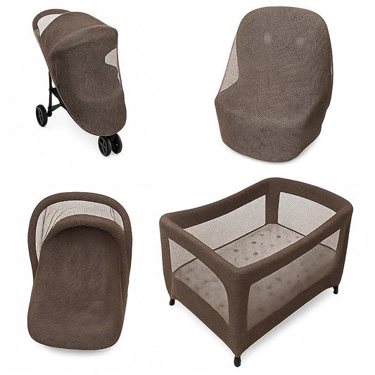 Enovoe Baby Mosquito Net for Stroller - Durable Cover for Cribs, Bassinets, Playards, Brown-BubblyBeeBaby