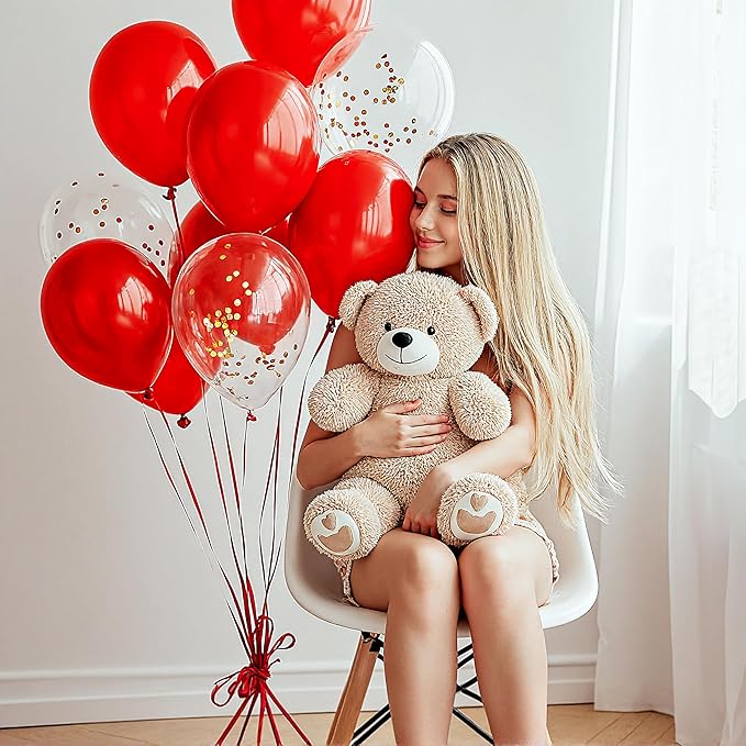 JOYIN 150 Pcs Red Balloons, Different Sizes 18 12 10 5 Inch Red Latex Balloon Arch Kit with Instruction for Birthday Party Decoration Graduation Wedding Holiday-BubblyBeeBaby