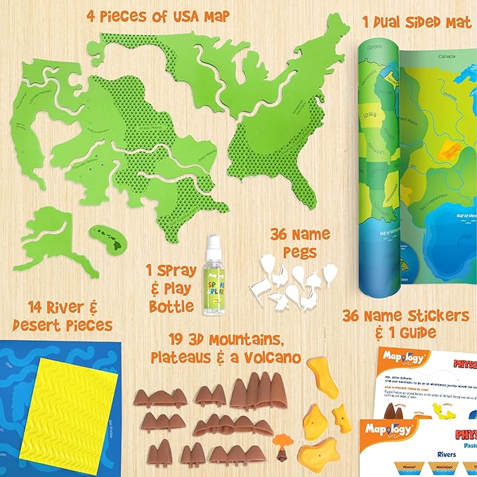 Imagimake Mapology Physical Features USA Puzzle | Mountains, National Parks, Rivers & Lakes 3D Puzzle Toys for Ages 8-13 | Educational Toys | Classroom Must-Haves | Back to School Gifts for Kids 6-12-BubblyBeeBaby
