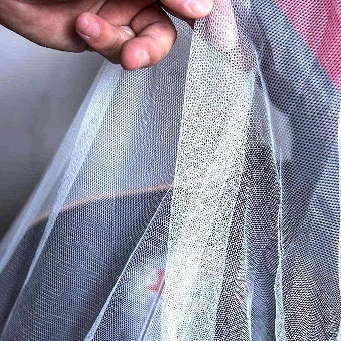 Enovoe Mosquito Net for Stroller and Baby Crib - Durable Mesh Bug Net Cover with Elastic Edge - Fits Strollers, Bassinets, Playards, and Mini Cribs - Travel Essential for Newborns - 63x64-Inch (White)-BubblyBeeBaby