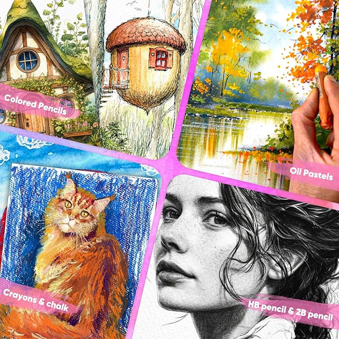 180 Sheets Sketch Paper, 9" x 12" Acid Free Artist Art Easel Drawing Painting Writing Sketching Book Paper Bulk, Study Essentials College Office School Supplies for Kids Students Adults Beginners-BubblyBeeBaby