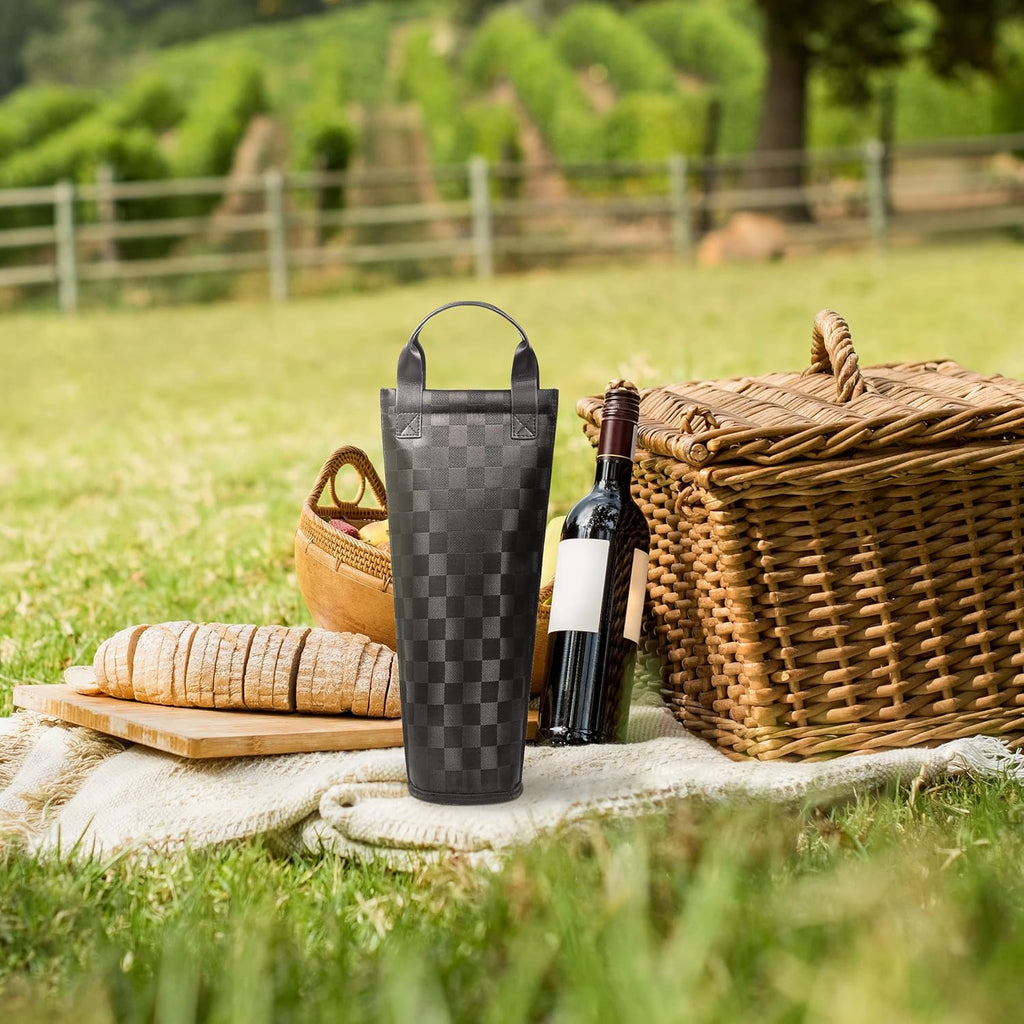 Tirrinia Single Wine Carrier Tote, Insulated Wine Cooler Bag for Travel, Picnic, & Wine Gifts – Thermal Padded Wine Bottle Holder Tote for Men & Women, Wine Gift for Wine Lovers