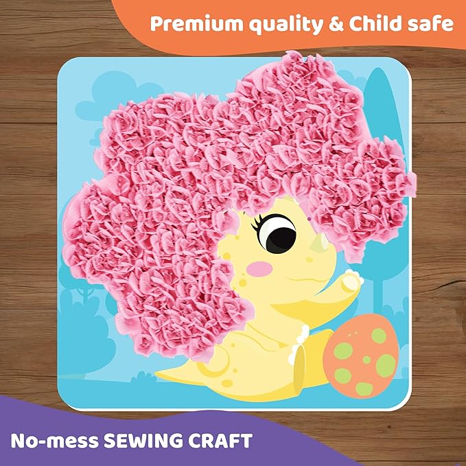 jackinthebox Poke Poke Art – Dinosaurs Theme, Mess-Free Fabric Art and Craft, Flower Pressing Kits, Gift for Kids, Toys for Girls and Boys Ages 4 5 6 7 8-BubblyBeeBaby