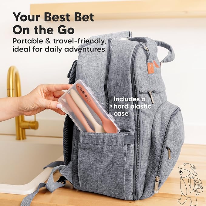 KeaBabies Silicone Baby Spoons, Self Feeding 6-12 months - 3-Pack Baby Weaning Eating Utensils, Toddler First Food Training Spoon, Infant, Kids Feeding Supplies Essential Set,Dishwasher-safe (Roseate)-BubblyBeeBaby