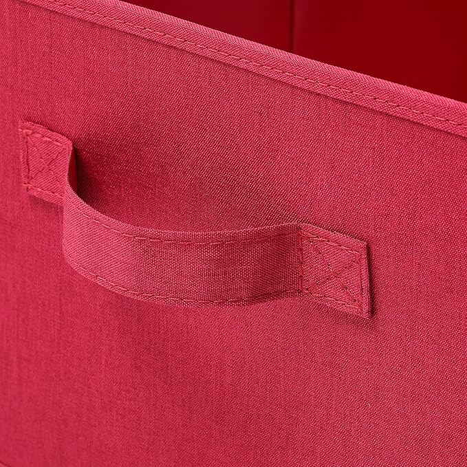 HOONEX Storage Bins with Lids for Organizing, Pack of 2, Storage Boxes with 2 Carrying Handles and Sturdy Heavy Cardboard, 16.5" L x 11.8" W x 7.5" H for Shoes, Books, Clothes, Red-BubblyBeeBaby