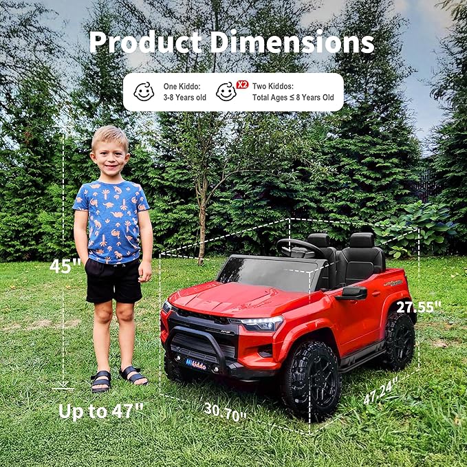 24V 10Ah Ride on Toy for Big Kids, 4WD 2 Seater Electric SUV Kids Car to Drive w/Remote Control, 4x200W Motors - Red-BubblyBeeBaby