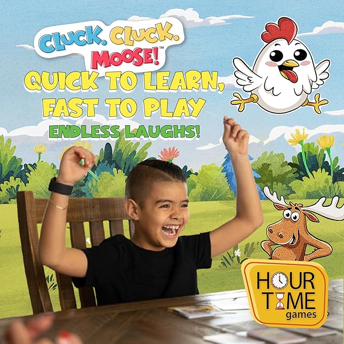 Hour Time Games Cluck Cluck Moose – Hilarious Animal-Themed Card Game for a Fun Family Game Night, Family Games for Kids & Families, Reunion Gift Ideas, Fun Stuff for Reunions & Ideal Gifts for Ages 4-BubblyBeeBaby