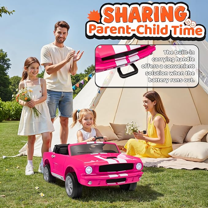 24V 2 Seater Ride on Toys, Licensed Shelby Cobra Kids Power Car Wheeler Ride On Toy w/ 2WD/4WD Switchable, Remote Control, 19" Spacious Seat, 4 Spring Suspension, Music, Bluetooth-BubblyBeeBaby