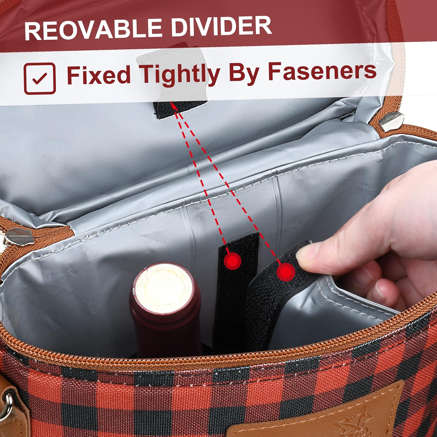 Tirrinia 2 Bottle Wine Gift Tote Carrier - Leakproof & Insulated Padded Versatile Cooler Bag for Travel, BYOB Restaurant, Tasting, Party, Dinner - Gift for Lovers, Red Checker