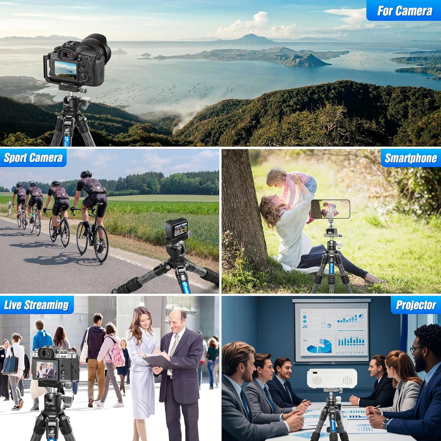 Carbon Fiber Travel Tripod with 360° Ball Head, Mini Desktop Tripod for DSLR Camera, Folded Height 10.6", Max Height 14.5″, Max Load 10kg/22lbs