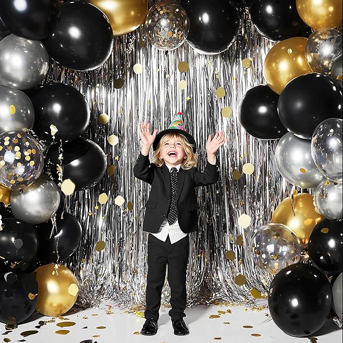 JOYIN 150 Pcs Black Balloons, Different Sizes 18 12 10 5 Inch Black Latex Balloon Arch Kit with Instruction for Birthday Party Graduation Wedding Holiday Decoration-BubblyBeeBaby